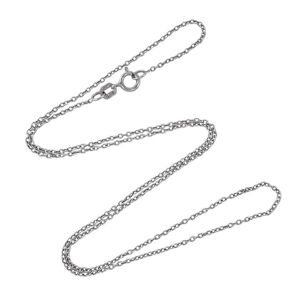 Vintage Italy Sterling Silver 925 1.1mm Cable Link Chain Necklace 16"